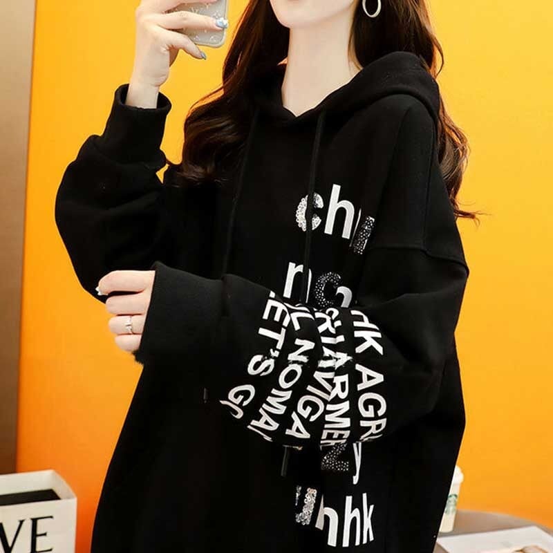 話題沸騰中 アルファベット ゆったり フード付き 長袖 トップス パーカー　ins-2109