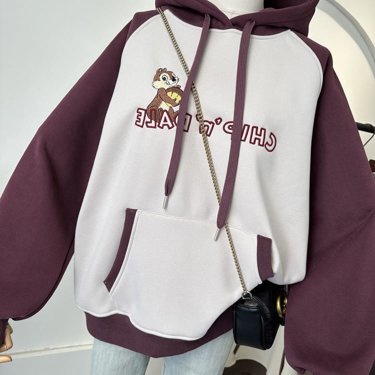 【裏起毛】韓国系 刺繡ロゴ厚手ゆったりフード付きパーカ全3色 ins-4740