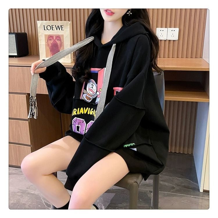 質感のいい ビッグロゴ オーバーサイズ フード付きパーカー全2色ins-4848