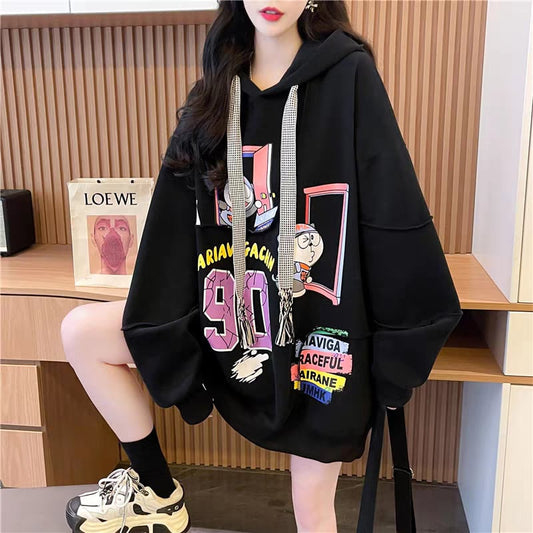 質感のいい ビッグロゴ オーバーサイズ フード付きパーカー全2色ins-4848