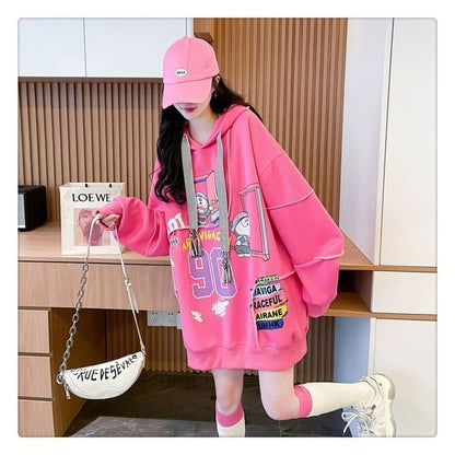 質感のいい ビッグロゴ オーバーサイズ フード付きパーカー全2色ins-4848