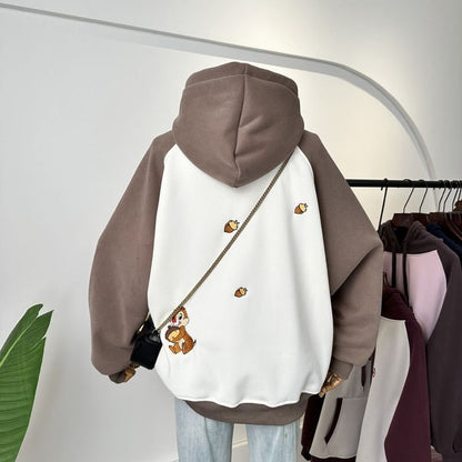 【裏起毛】韓国系 刺繡ロゴ厚手ゆったりフード付きパーカ全3色 ins-4740