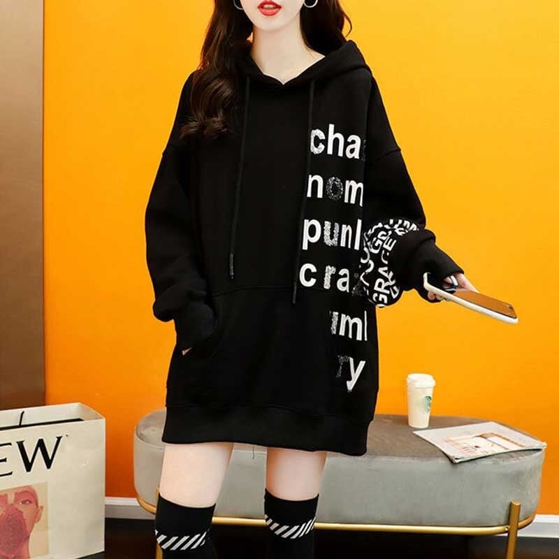 話題沸騰中 アルファベット ゆったり フード付き 長袖 トップス パーカー　ins-2109