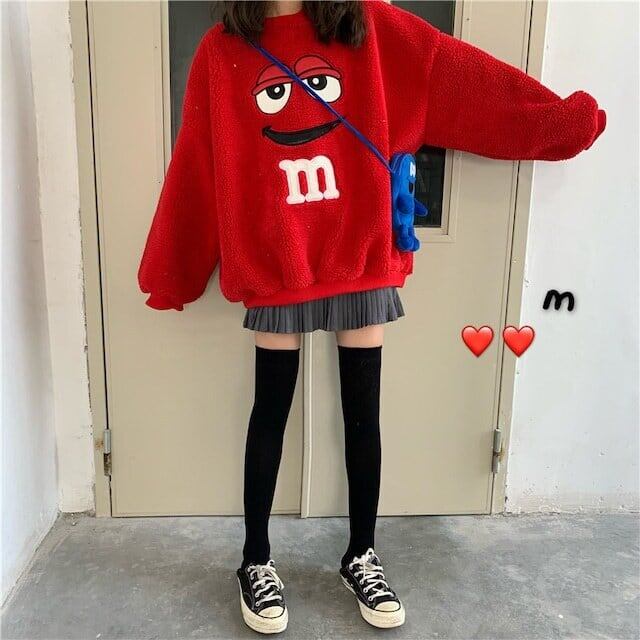 【翌日発送·在庫一掃セール】ファッション キュート ラウンドネック カートゥーンプリント 長袖 スウェット パーカーins-3832