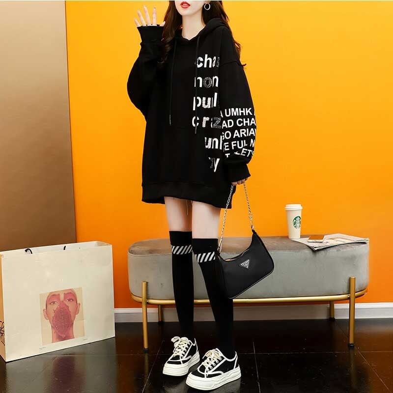 話題沸騰中 アルファベット ゆったり フード付き 長袖 トップス パーカー　ins-2109