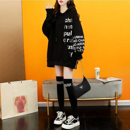 話題沸騰中 アルファベット ゆったり フード付き 長袖 トップス パーカー　ins-2109