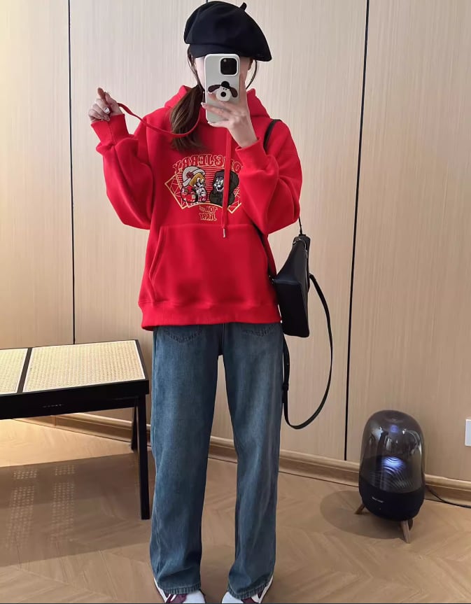 【裏起毛】超人気 ファッション スウィート 刺繍 パーカーins-6357