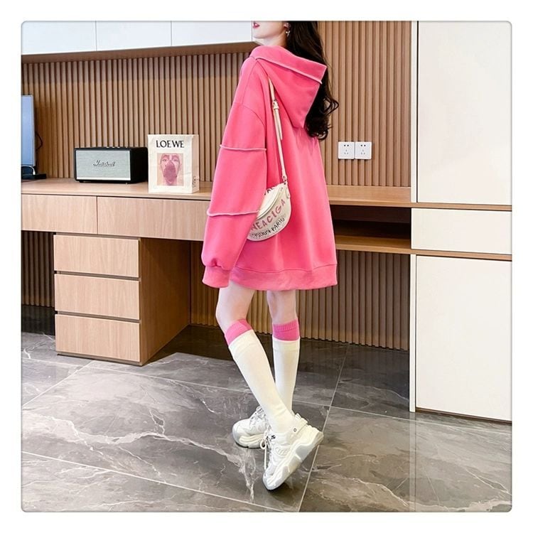 質感のいい ビッグロゴ オーバーサイズ フード付きパーカー全2色ins-4848