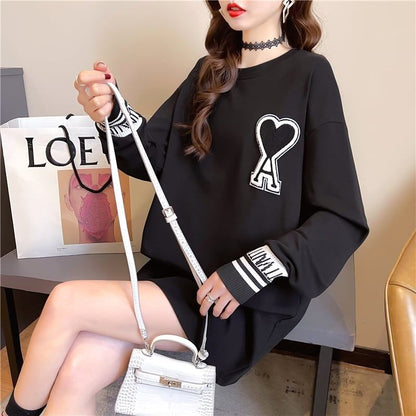 シンプル ファッション 切り替え プリント Tシャツ カットソーins-3664