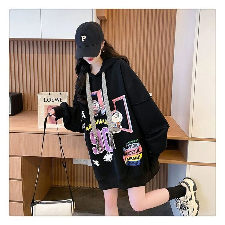 質感のいい ビッグロゴ オーバーサイズ フード付きパーカー全2色ins-4848