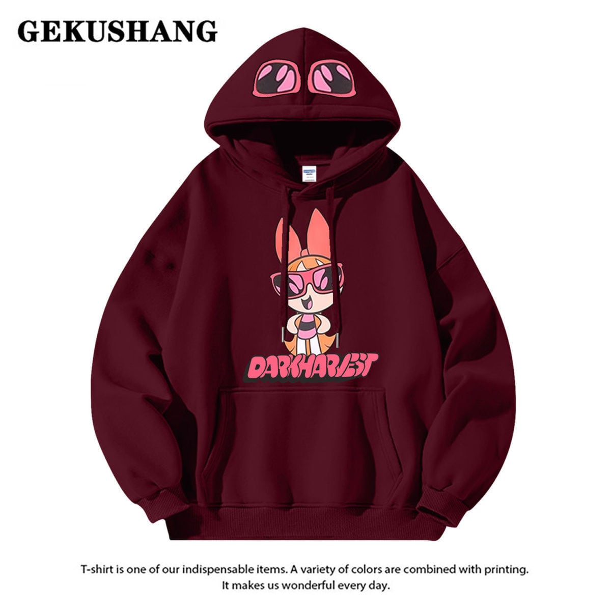 絶対流行ロゴプリント裏起毛 厚手全6色フード付きパーカins-4582